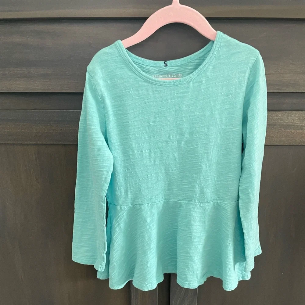 Girls Shirt, Flare Bottom, Teal, Garnet Hill Kids, Medium